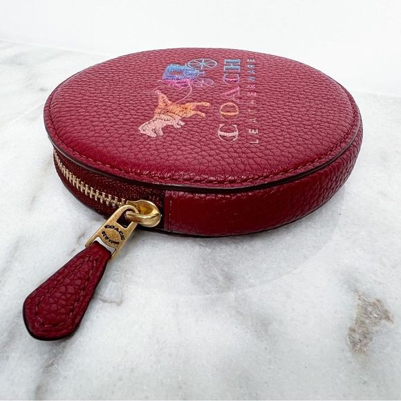 Coach Burgundy Leather Coin Pouch - Picture 4 of 7